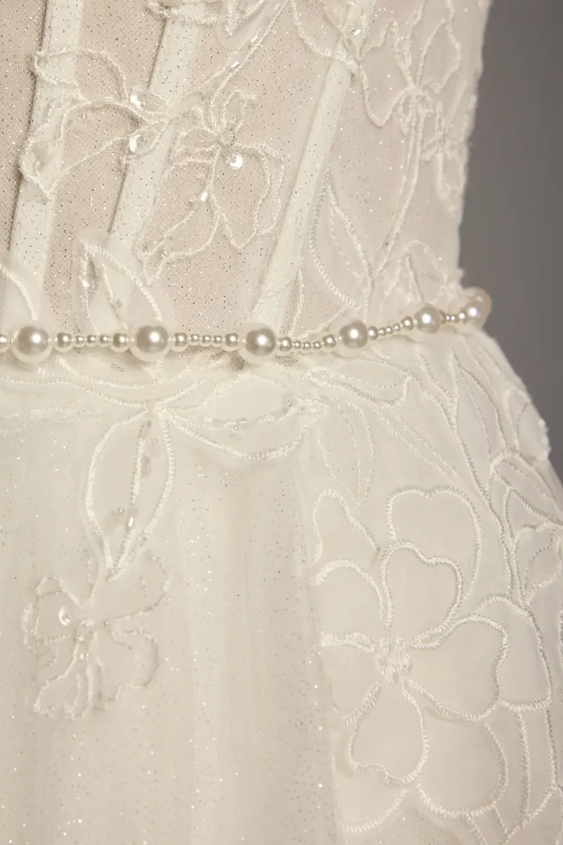 Hand-Wired Pearl Cluster Bridal Sash