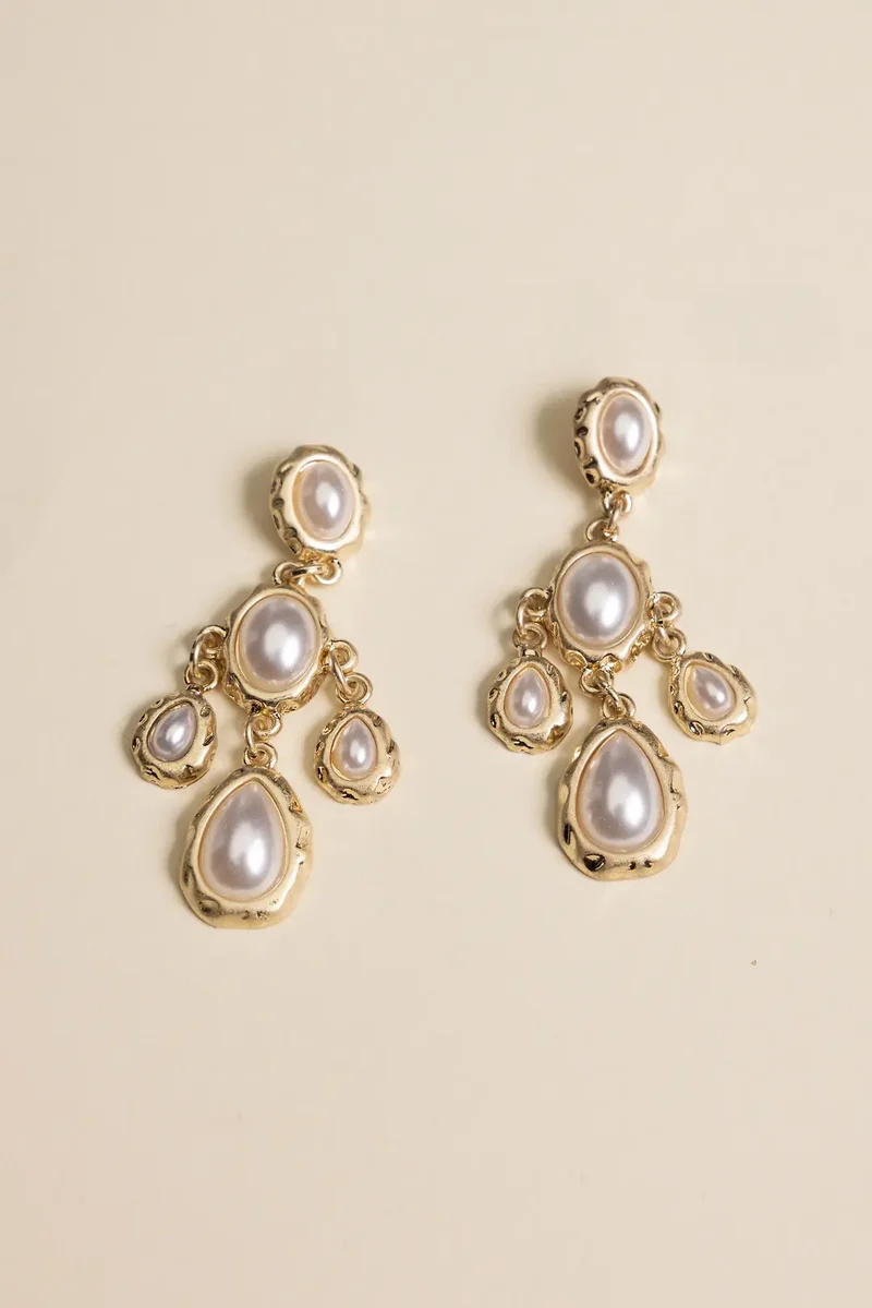 Ornate Pearl Drop Post Earrings