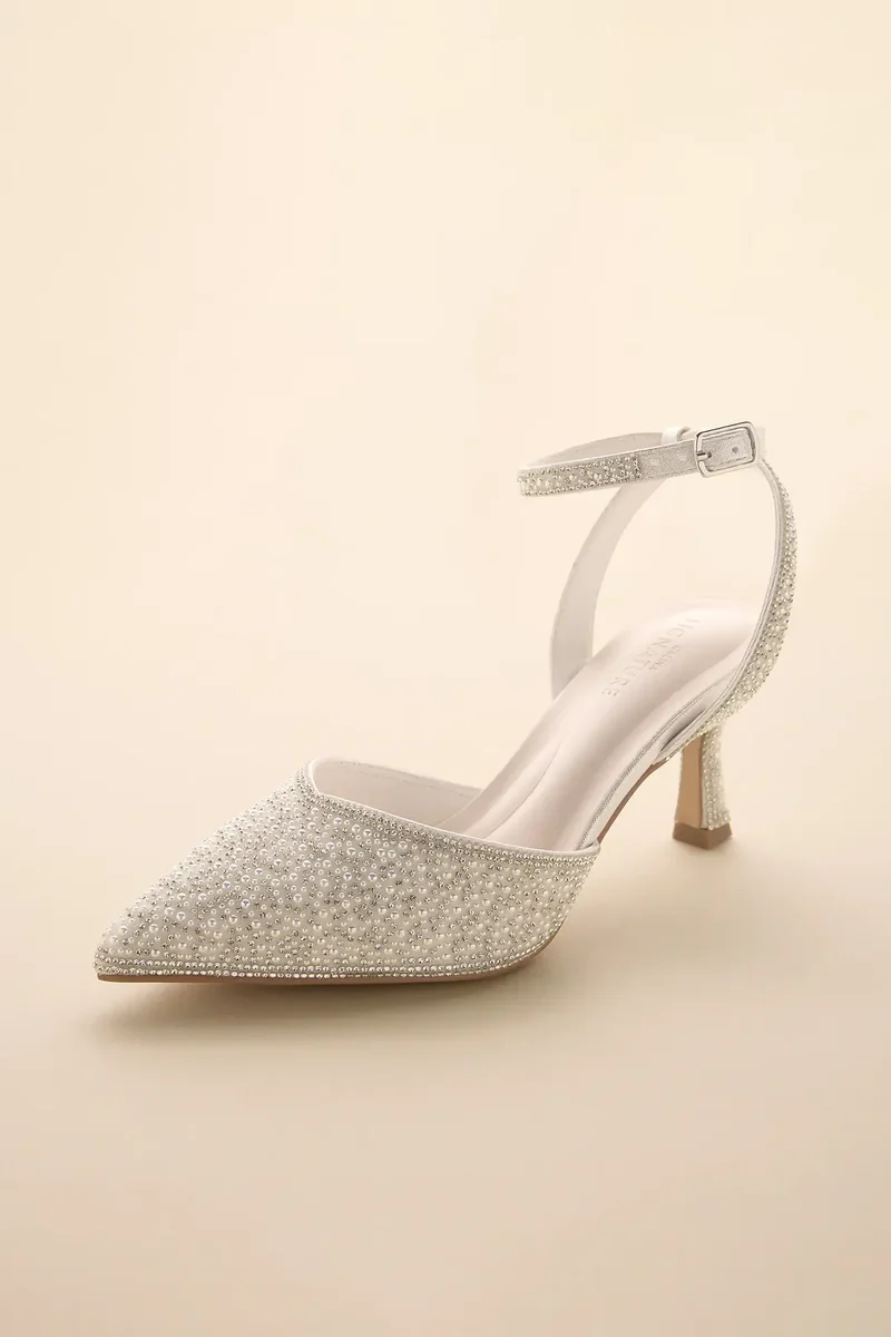 Pearl and Crystal Pointed Toe Pumps