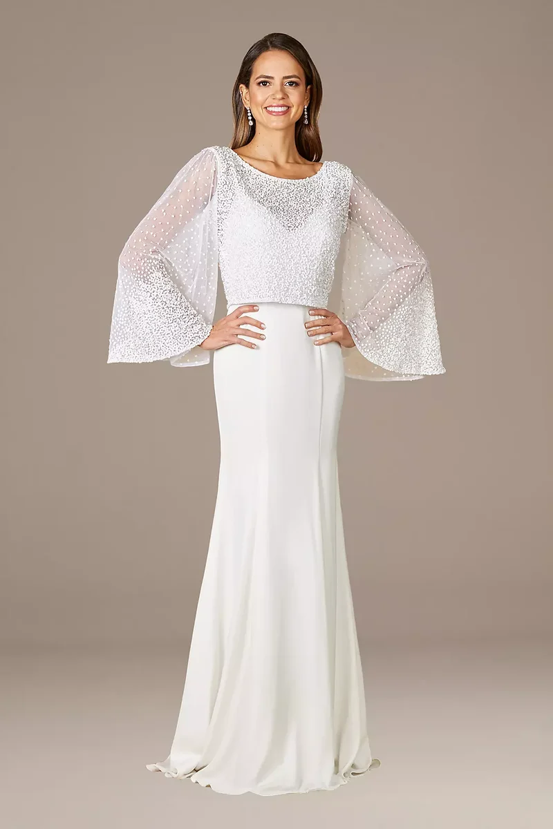 Lara Grace Beaded Long Sleeve Bridal Capelet Top