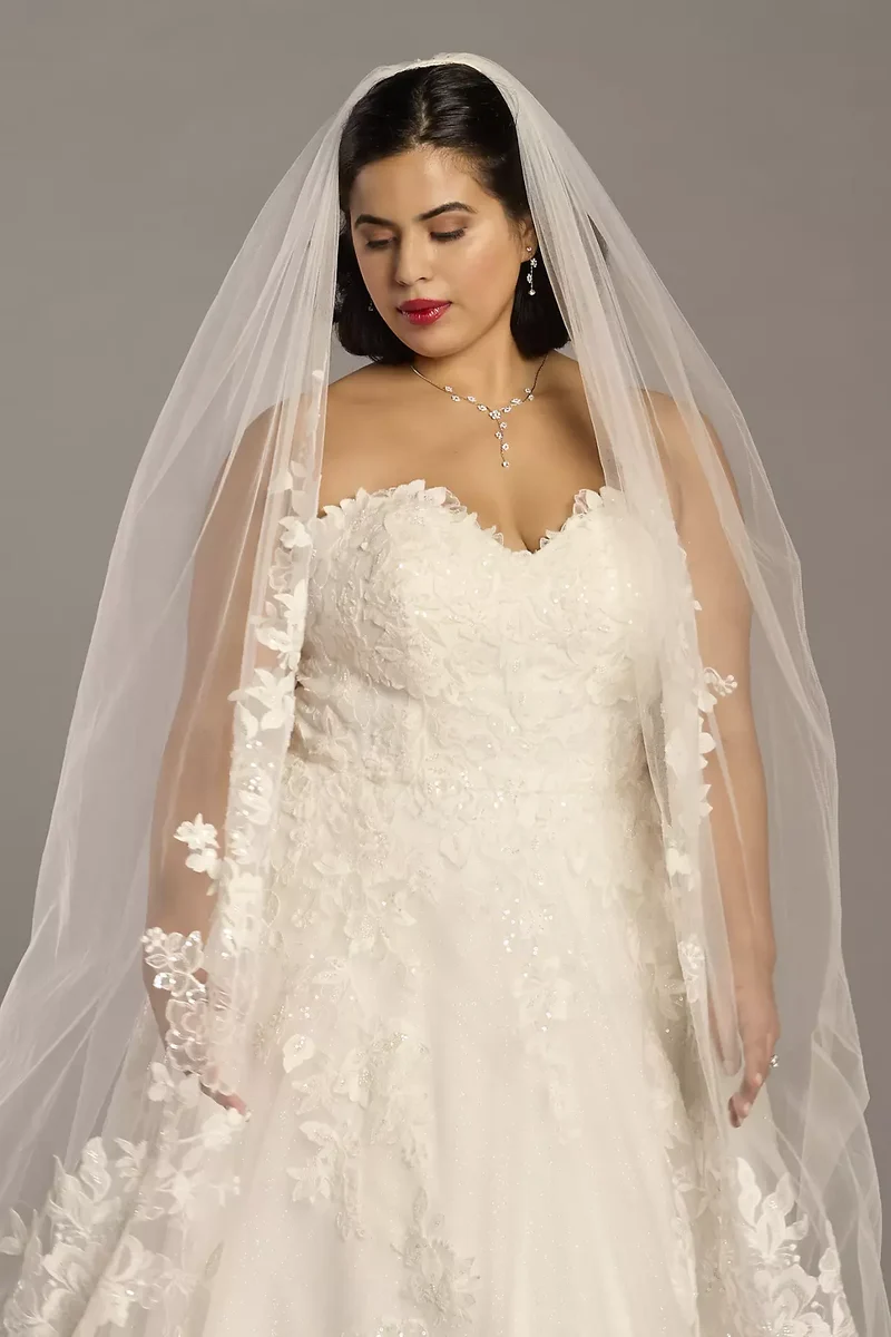 Lace Edge Floral Applique Cathedral Veil