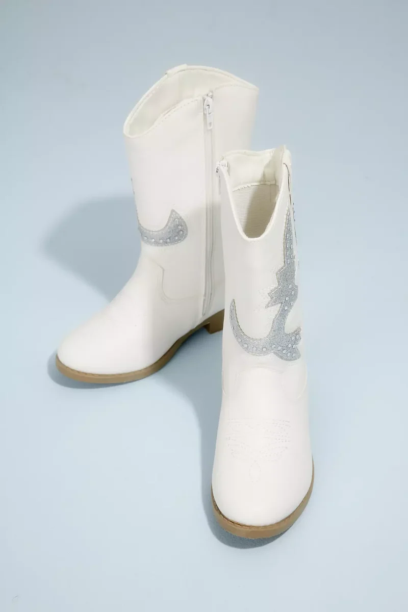 Rhinestone Embellished Flower Girl Cowboy Boots