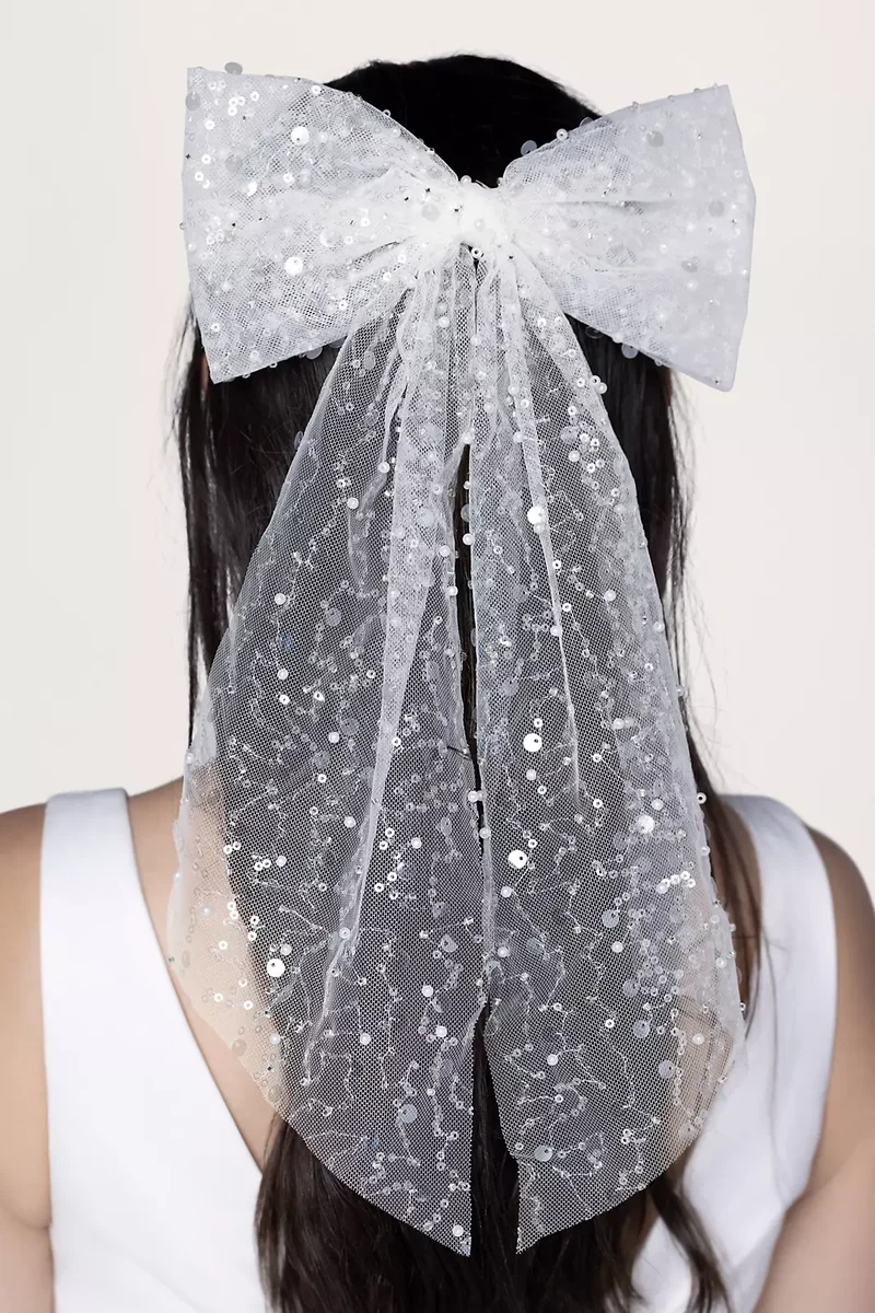 Pearl and Crystal Embellished Oversized Hair Bow